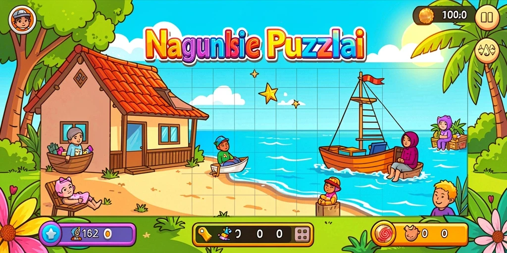 Screenshot menunjukkan level pertama dengan tantangan dasar.